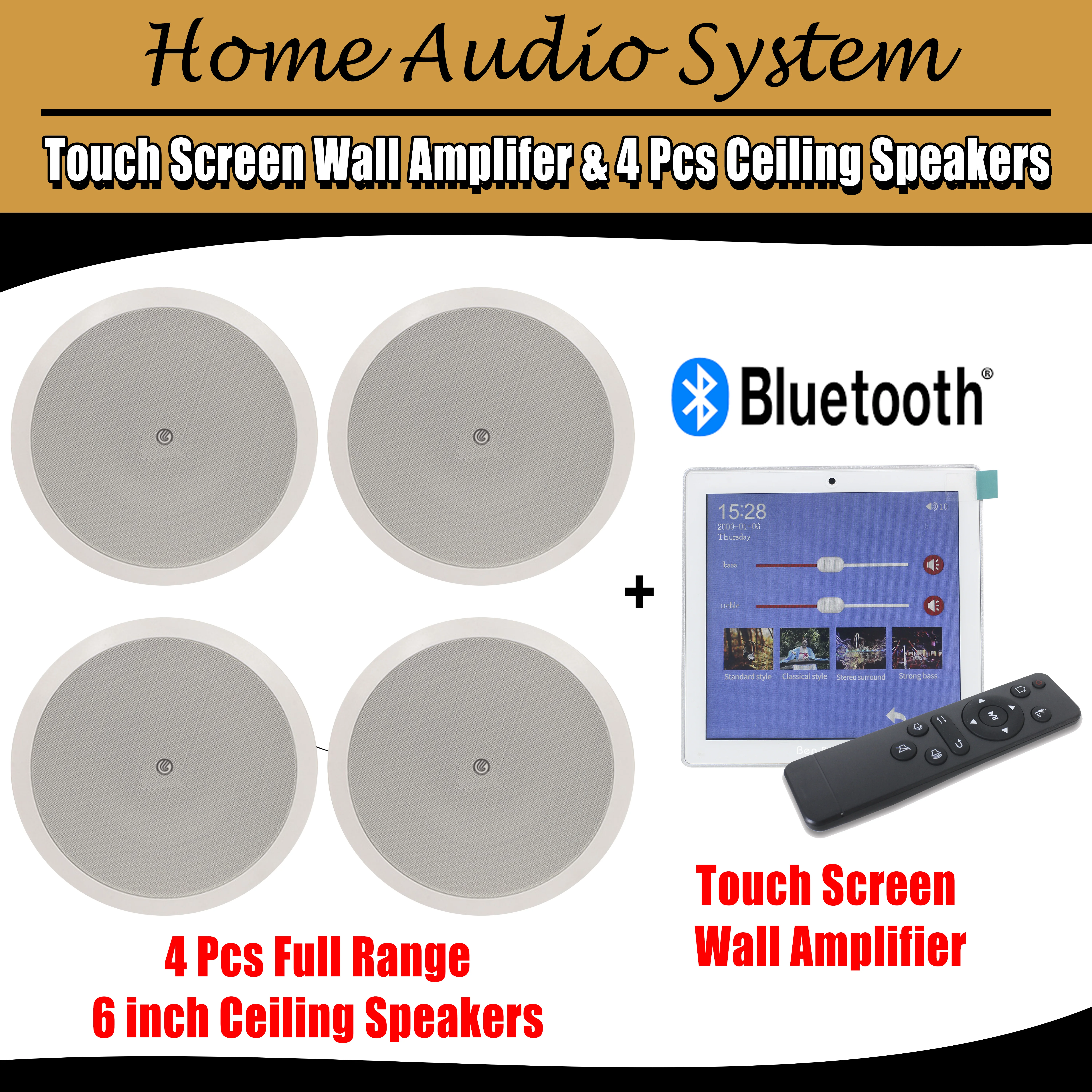 Домашний аудио 4 канала 25 Вт Bluetooth Сенсорный мини усилитель стены с шт 6 дюймов