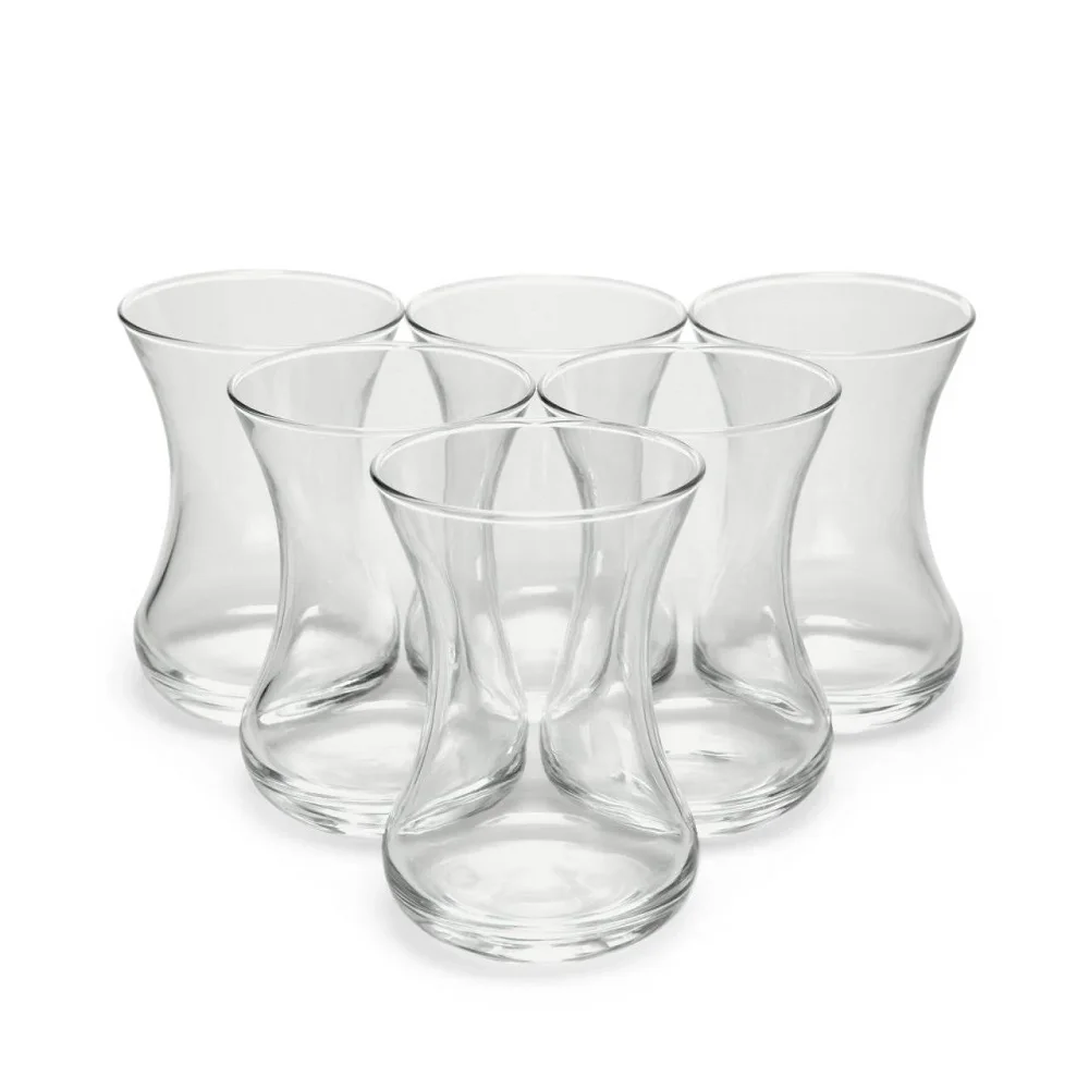 glasses turkish tea cups set of 6 pcs thin waist 2 types high quality with handle 125 and 140 cc traditional english tea service free global shipping