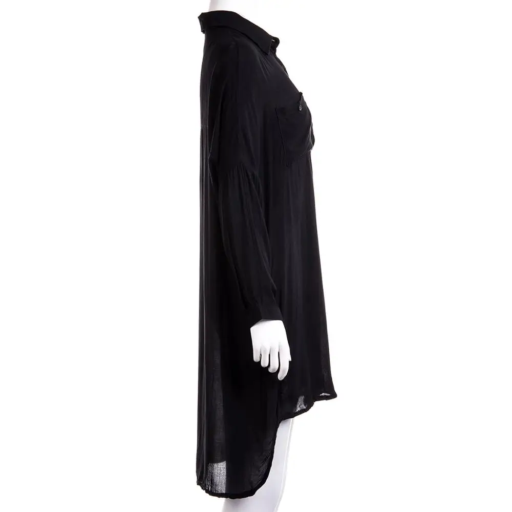 Модные летние женские свободные мини-рубашки платье на пуговицах Длинная блузка