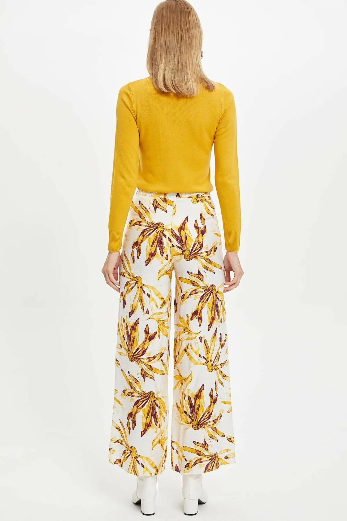 Дефакто модные женские брюки с принтом повседневные свободные прямые длинные