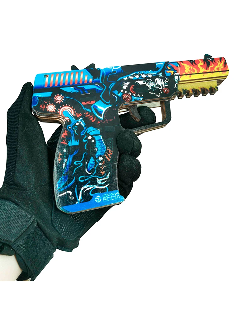 Игрушечное оружие Geekroom деревянный детский пистолет резинкострел Five seven кибер