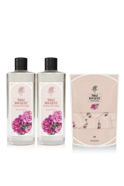 

STUNNING WITH ITS WONDERFUL SMELL BOUQUET SET OF 2 PCS 270 ML COLOGNE AND 50 PIECES Cologne Wipes FREE SHIPPING