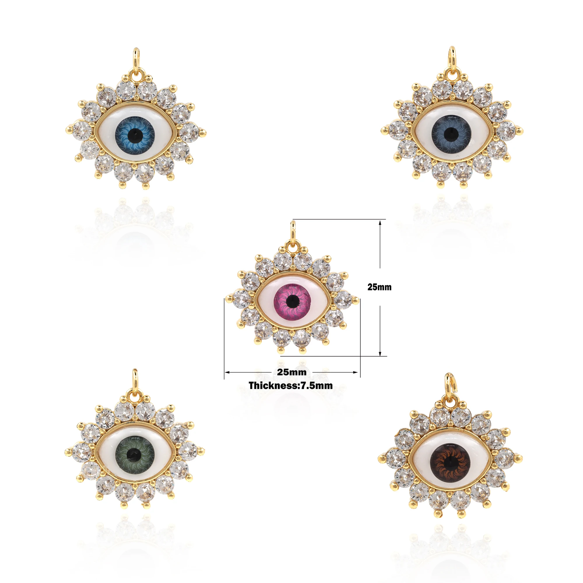 

New Charm Evil Eye Pendant Women Gift Jewelry Cubic Zirconia Eyelashes Turkey Blue Eyes Clavicle Chain Accessories