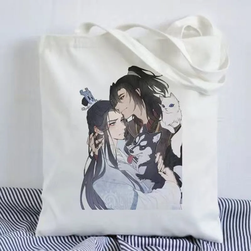Фото Женская Холщовая Сумка для покупок The Husky And His White Cat Shizun Chu Wanning Mo Ran №1