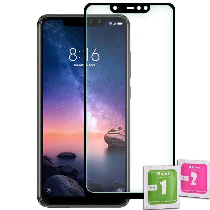 Закаленное стекло для защиты экрана XIAOMI REDMI NOTE 6 PRO черное переднее полноценное