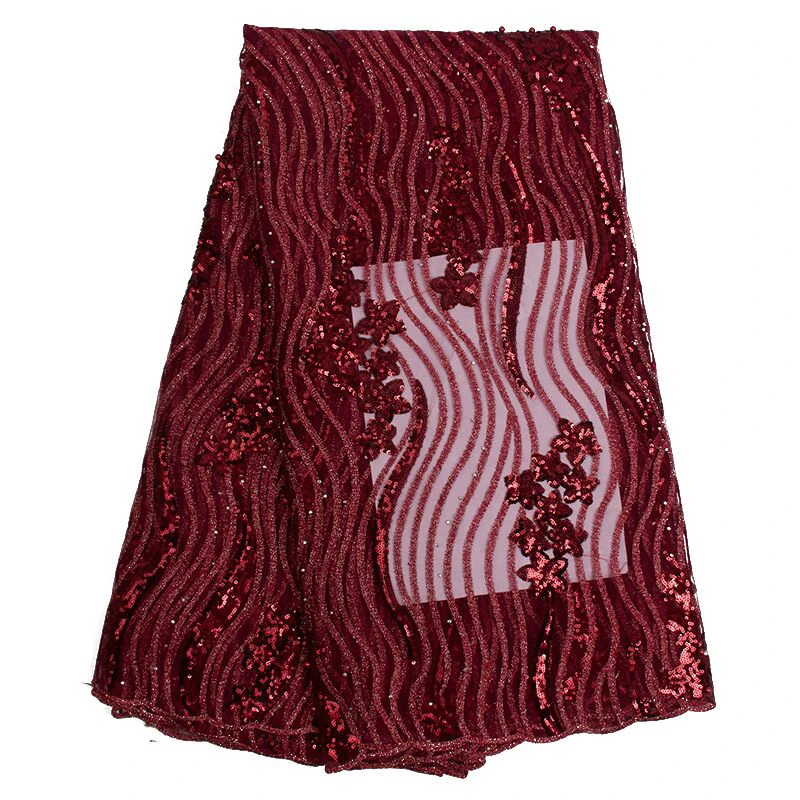 2019 French velvet Sequins Lace Fabric High Quality African Tulle Embroidery For Nigeria Party Dress | Аксессуары для одежды