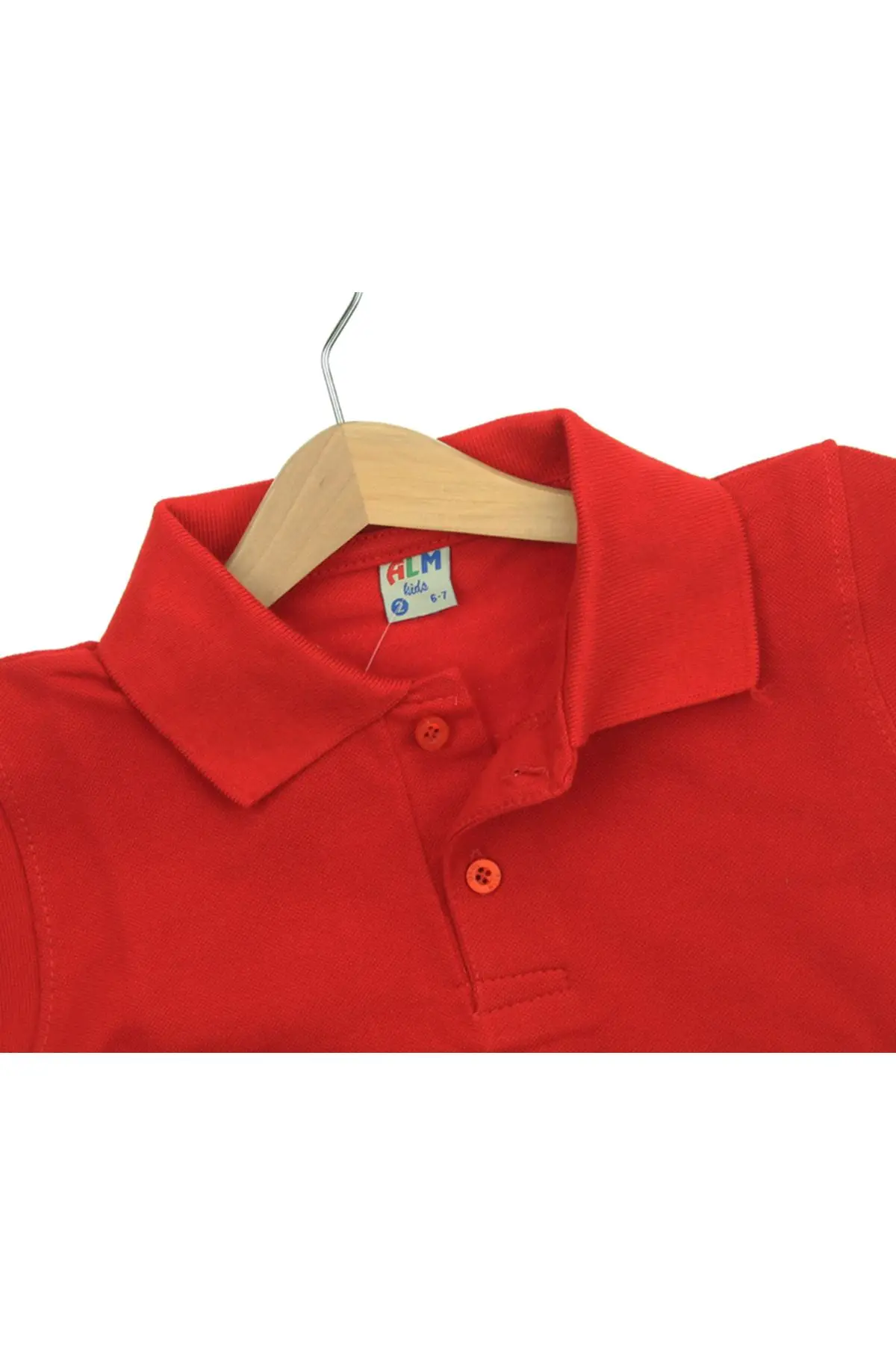 Red Polo Collar Cotton Child Basic T-Shirt |