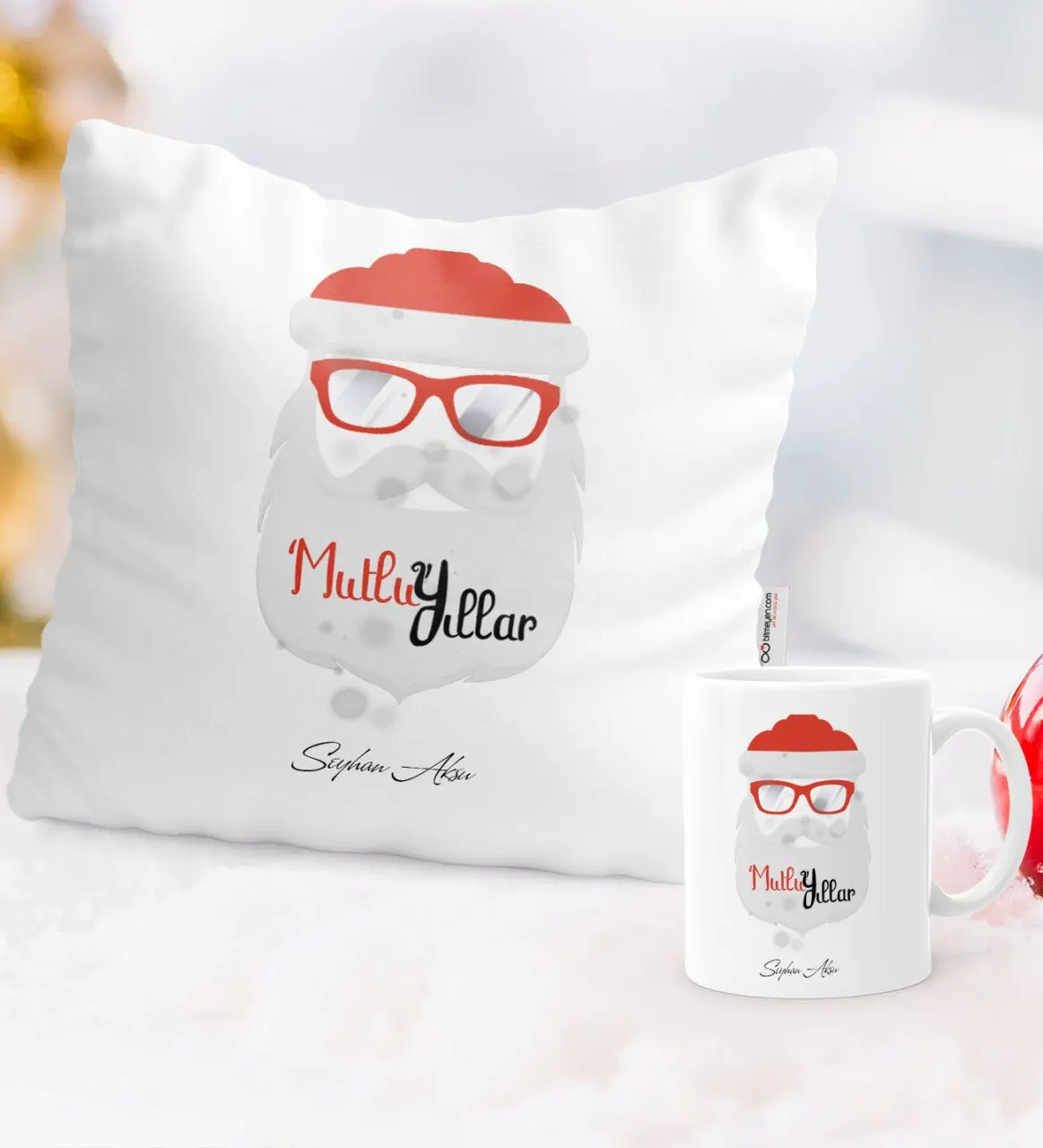 

Personalized Christmas Christmas Santa Claus Theme Pillow Mug Set-2
