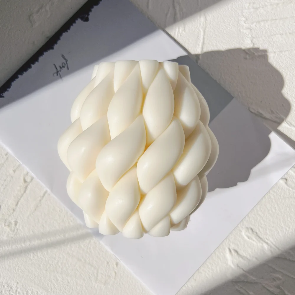 Molde de vela con forma de gota de lluvia, moldes de decoraci&oacute;n del hogar con remolino geom&eacute;trico, Pilar curvo, velas de silicona-4