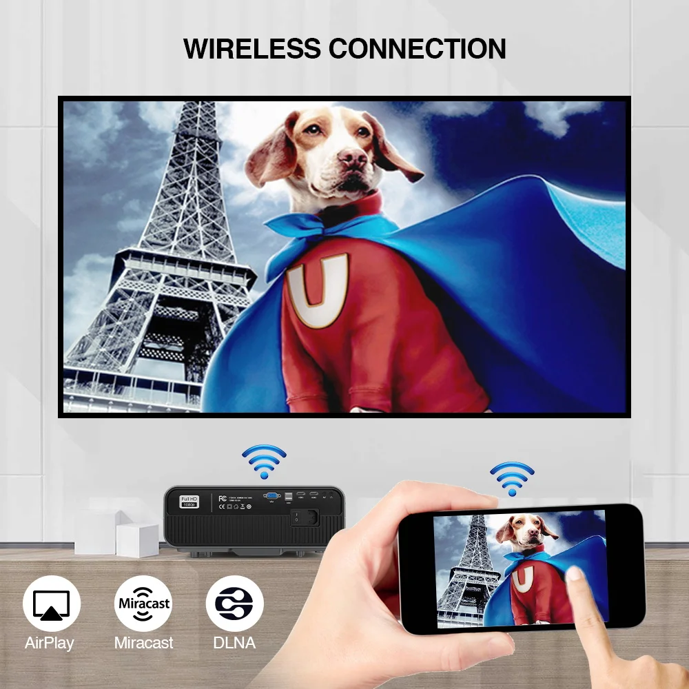 full hd 1080p projector home theater video led beamer 7200 lumens wireless airplay 900dab freeshipping projector for phone free global shipping