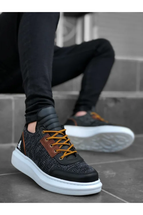 

Babba BA0606 Lace-Up Comfortable High Sole Black Flecked Casual Men's Sport Shoes. New Season Spring Summer 2021