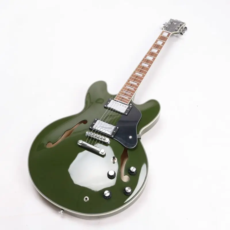 

New Custom High Quality Starshine 6 String Green F Hole Semi Hollow Body Electric Guitar Maple Body Rosewood Fingerboard