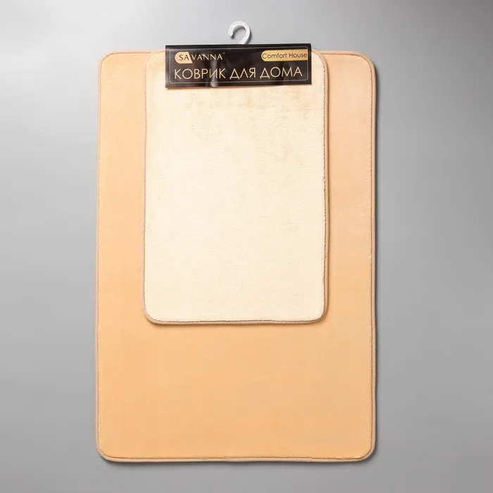 Набор ковриков для ванной и туалета SAVANNA Memory foam 2 шт 60x90 см 40x60 цвет бежевый | Дом сад