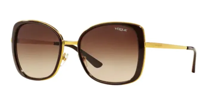 Vogue 3990 SI 280/13 55 Woman Sunglasses, Brown/Gold Frame, Brown Gradient Lenses, High Quality  Vision, Desing Sunglasses 2021