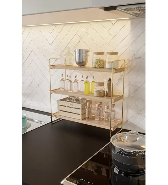 

Table Top Regulatory Service Rack Decorative Gold Color Wooden Editor Organizer Kitchen Rack Bathroom Shelf