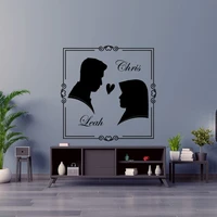 groom and bride in frame customizable name wall sticker decal wedding sticker home bedroom wall art decoration a00577