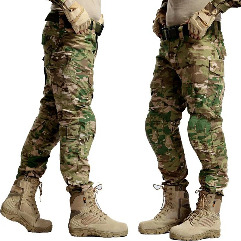 

Men's Camouflage Tactical Cargo Pants Outdoor Hiking Trekking Army Overalls SWAT Military Uniform Fighting Multi-Pocket Trousers