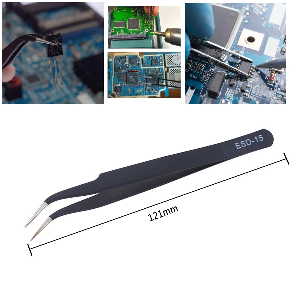 2pcs Antistatic Tweezers Accuracy Stainless Precision Tweezer For Mobile Repair Electronic Jewelry Eyebrow Clips Tool Set - купить по