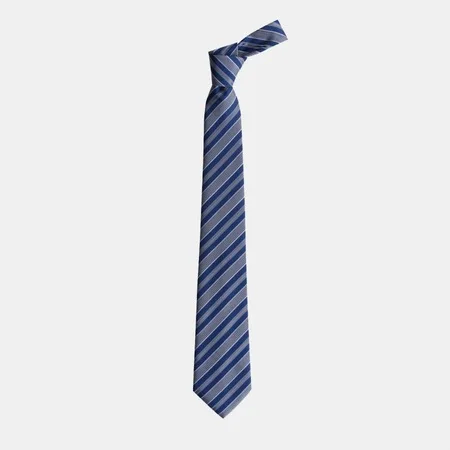 

Gray Striped Blue Tie 67828765