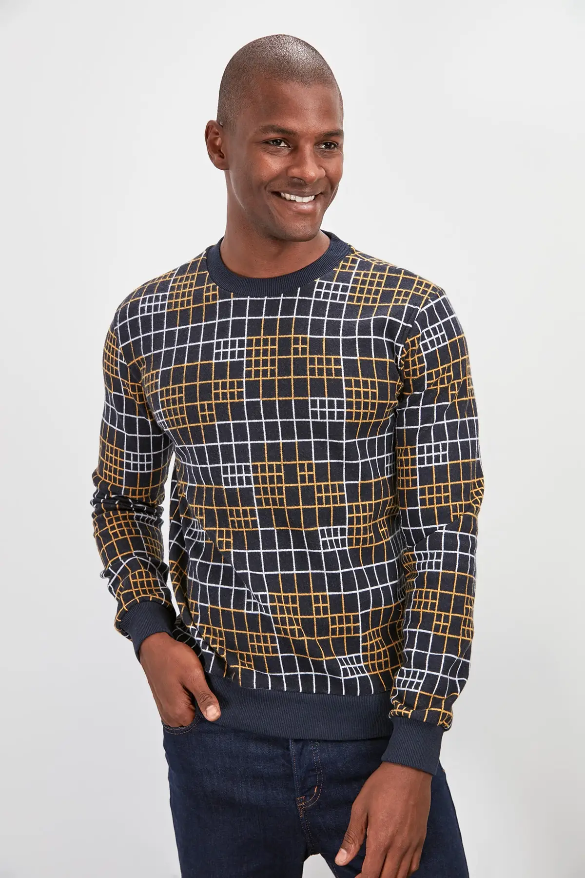 Trendyol Male Long Sleeve Textured Bike Collar Sweater TMNAW20KZ1244 |