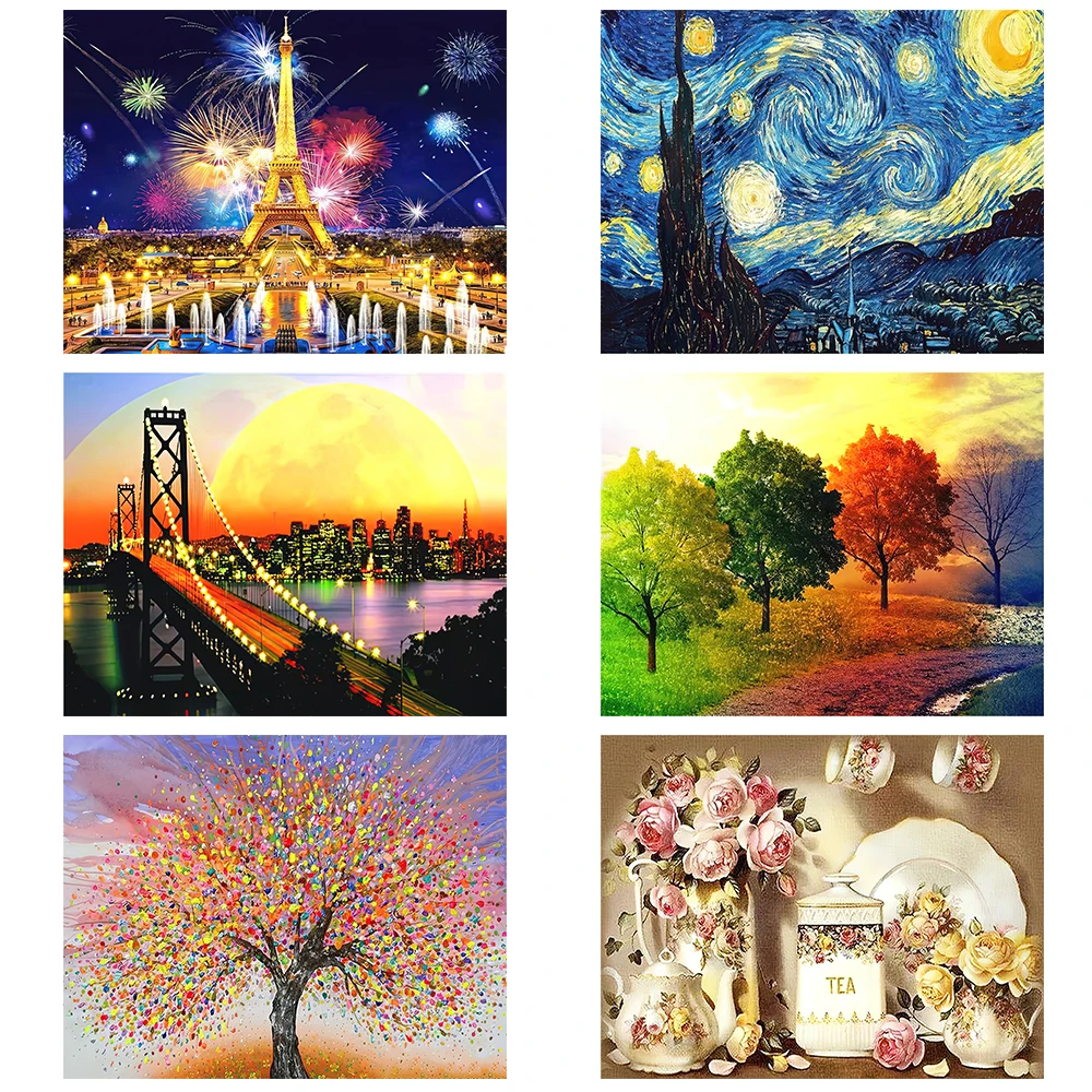 Алмазная 5d картина сделай сам вышивка крестиком пейзаж звездное небо башня