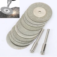 10pcsset 30mm diamond cutting discs 2 arbor shaft cutoff blade drill bit dremel accessories rotary tool abrasive cut metal