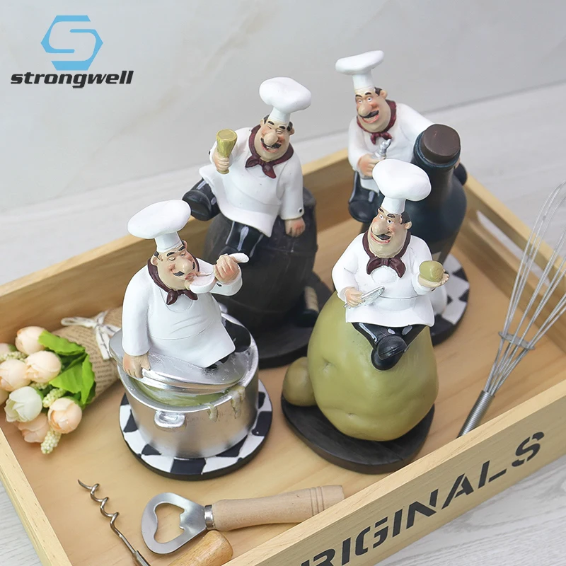 Strongwell Ретро модель шеф повара украшения из смолы ремесла Статуэтки белая верхняя