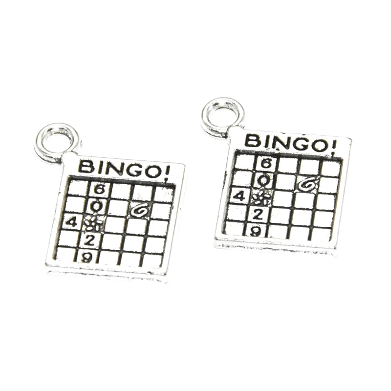 20pcs Tibetan Silver Plated Bingo Charms Alloy Metal Pendant For Jewelry Making Bracelet Necklace DIY Accessories 17*15*1.5mm | Украшения и