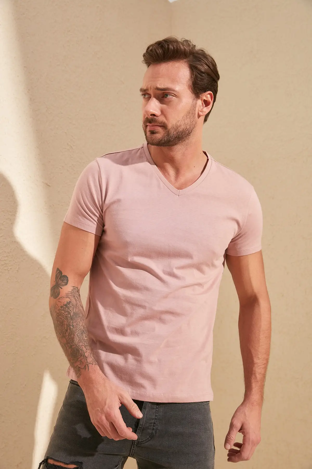 Зеленая Базовая Мужская футболка с головой утки хлопковая Футболка v-образным