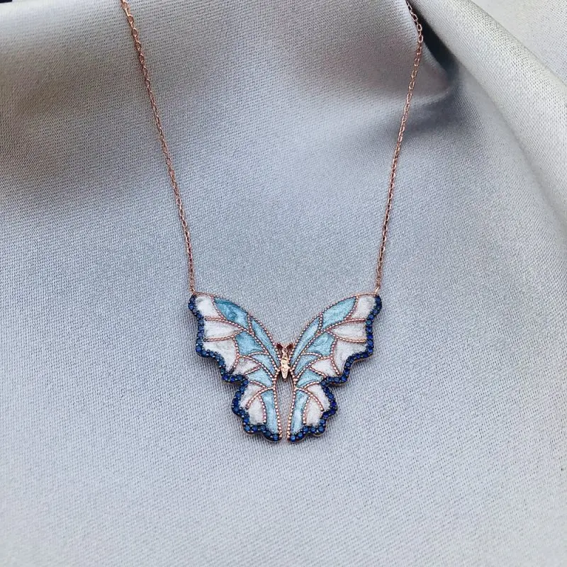 

Blue sky butterfly 925 Silver Necklace