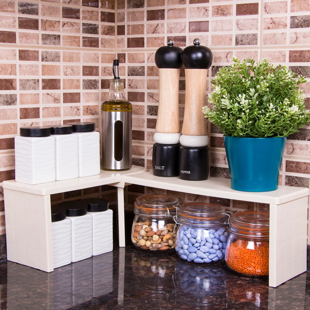 adjustable kitchen storage organize shelf space saving foldable multi function countertop accesories cabinet holders rack gift free global shipping