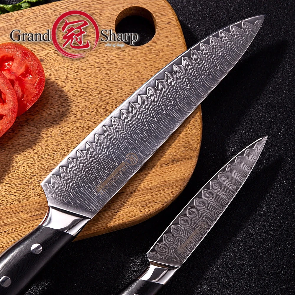 Набор профессиональных ножей шеф-повара из дамасской стали 67 слоев vg10 японские