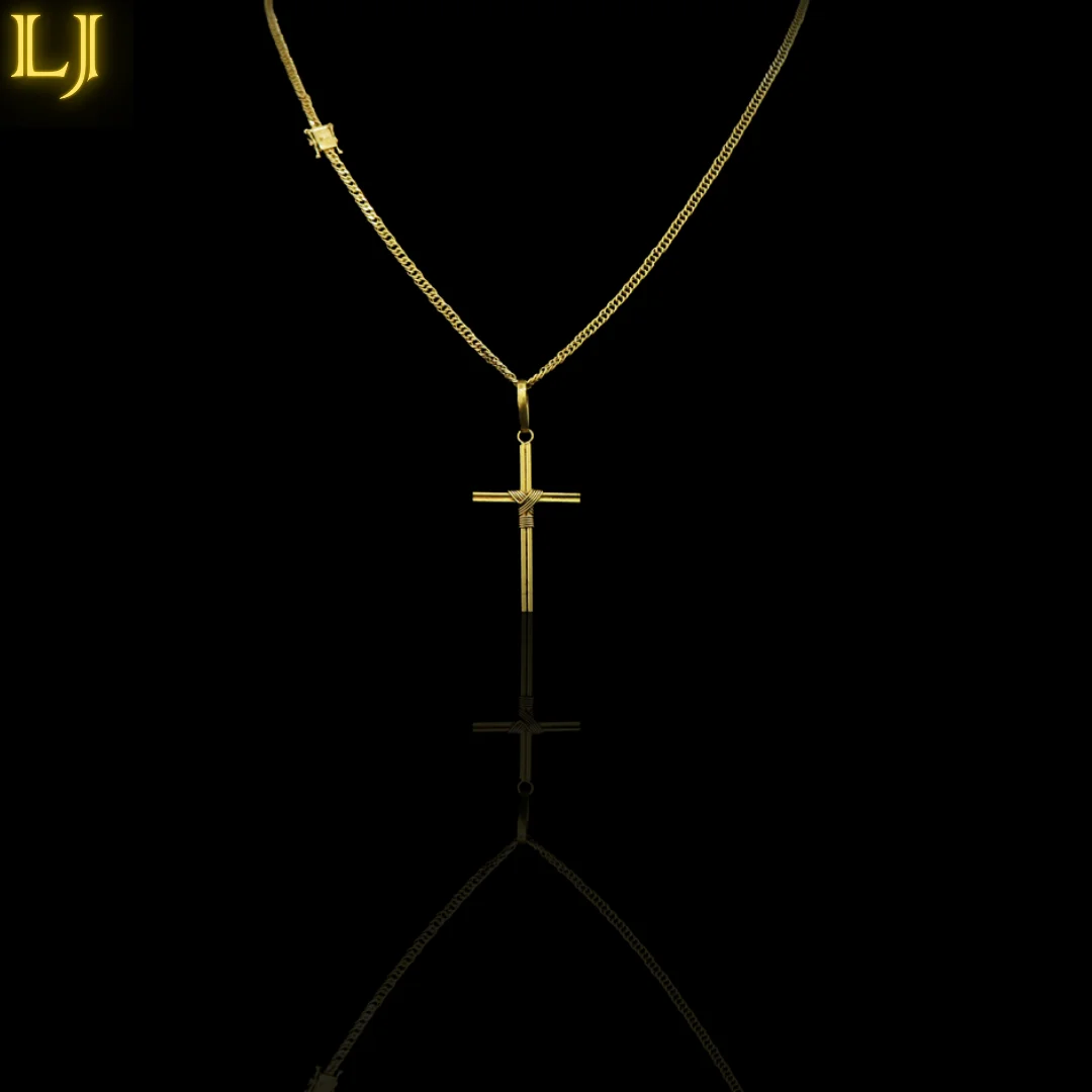 

3MM Double Lind Grumet Chain Set + Old Coin Coat Double Cross Coat Pendant®Eternal Guarantee in Color! Idêntico Ouro