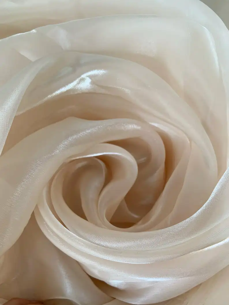 

Nude Shiny Solid Organza Fabric Sheer Shine Organza Fabric