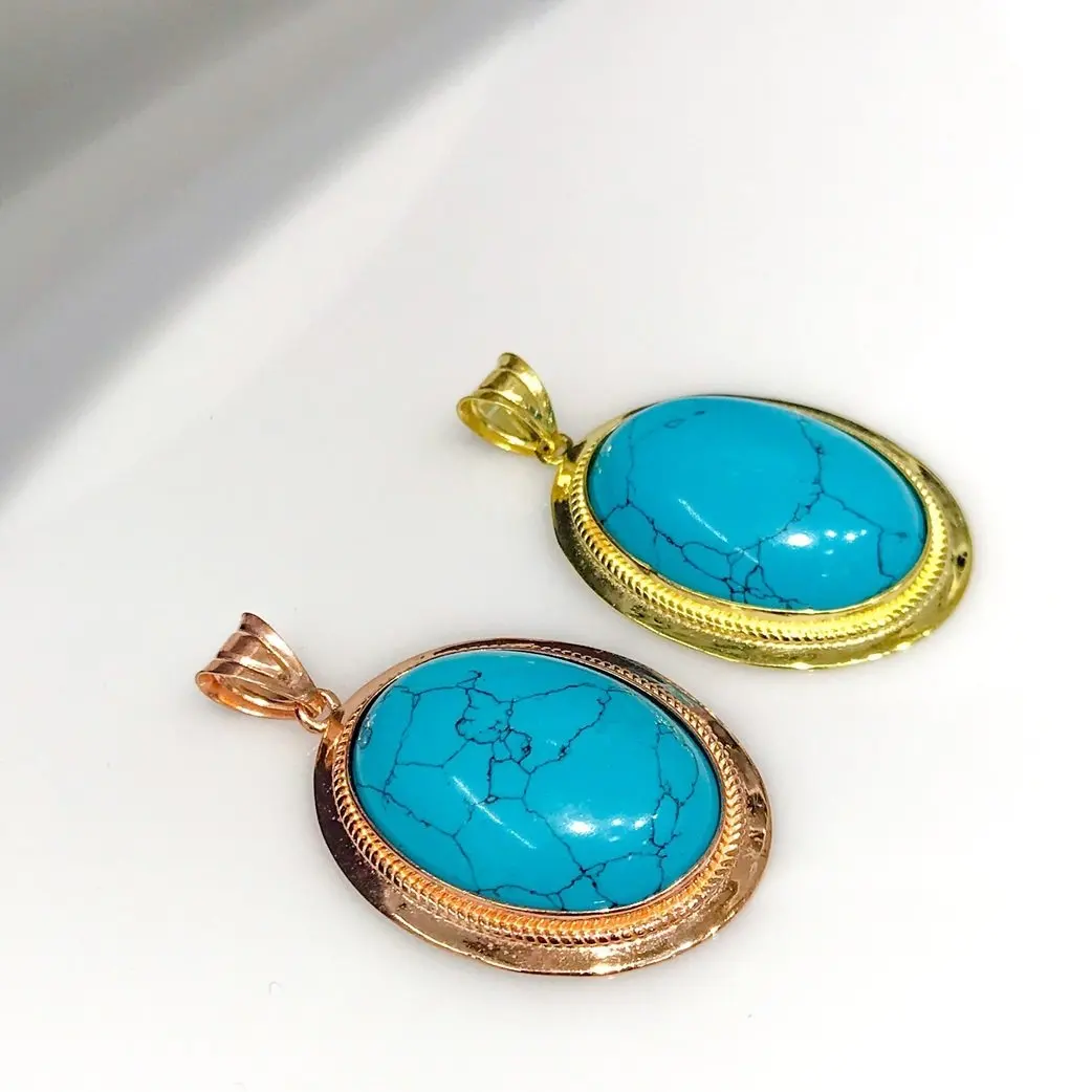 Зеленый миндальный шекель бирюза камень большой кулон наконечник серебряное