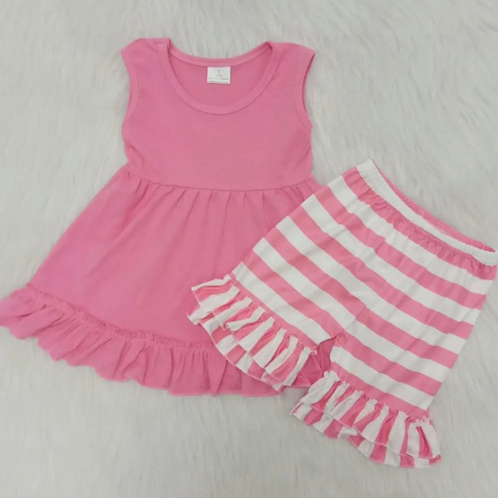 

100%Cotton cute baby girl solid cotton shirt+milk silk shorts newborn baby summer wear soft comfortable kids boutique outfits