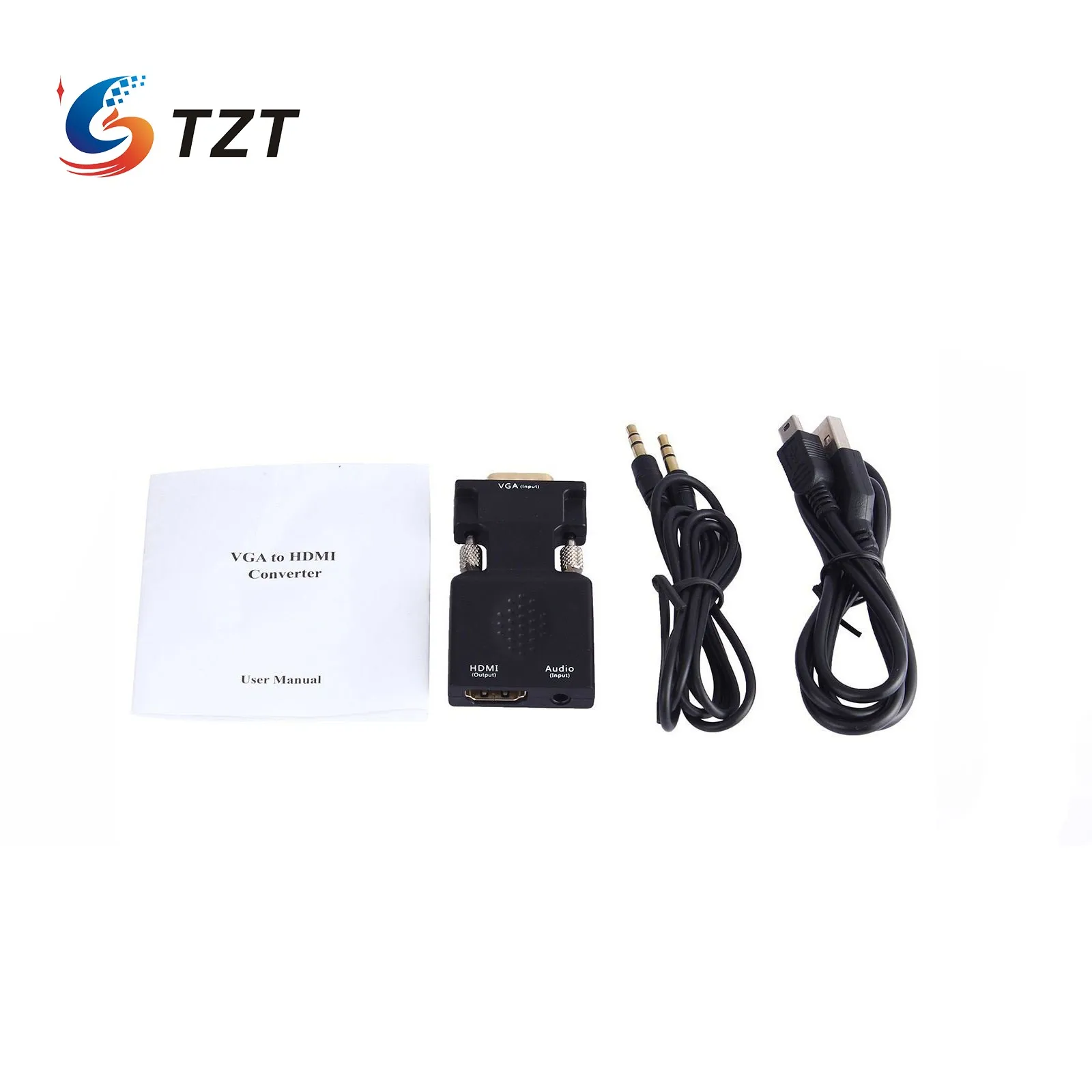 TZT NK-X1 Mini VGA To HDMI-compatible Converter Adapter Full HD 1080P (Input) Audio (Output) | Электроника