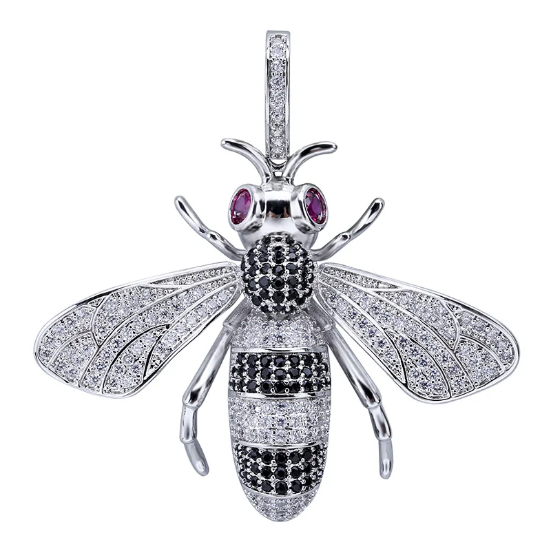 TOPGRILLZ Золото Серебро Цвет Iced Out кубический циркон животное ожерелье с кулоном «пчела» мужские женские хип-хоп ювелирные изделия подарки - Окраска металла: Silver