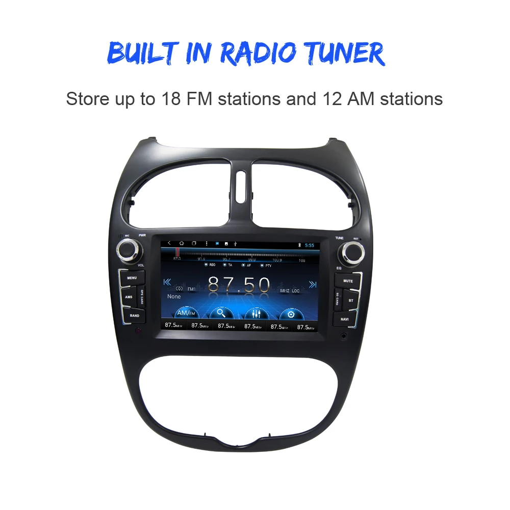 ONKAR Android 9,0 автомобильный dvd cd gps navgation система для peugeot 206 2000-2009 с 6,2 Дюймовым Сенсорным экраном wifi bluetoth радио
