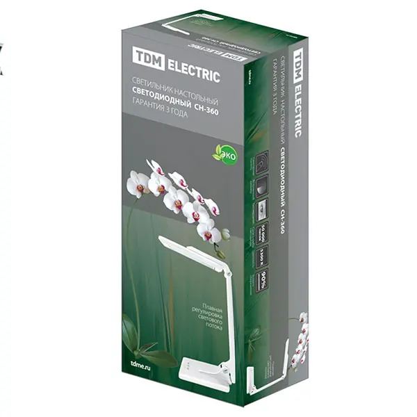 Lamp led table сн-360 220 V 10 W 5300 K folding sensor-dimmer switches Chrome TDM |