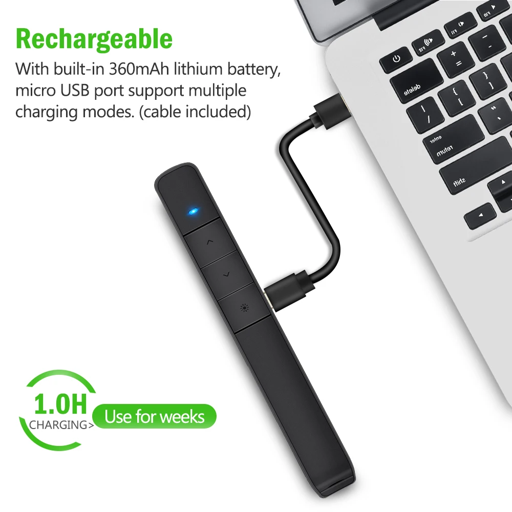 USB Перезаряжаемый беспроводной Презентер Hyperlink RF 2 4 ГГц с зеленсветильник том для