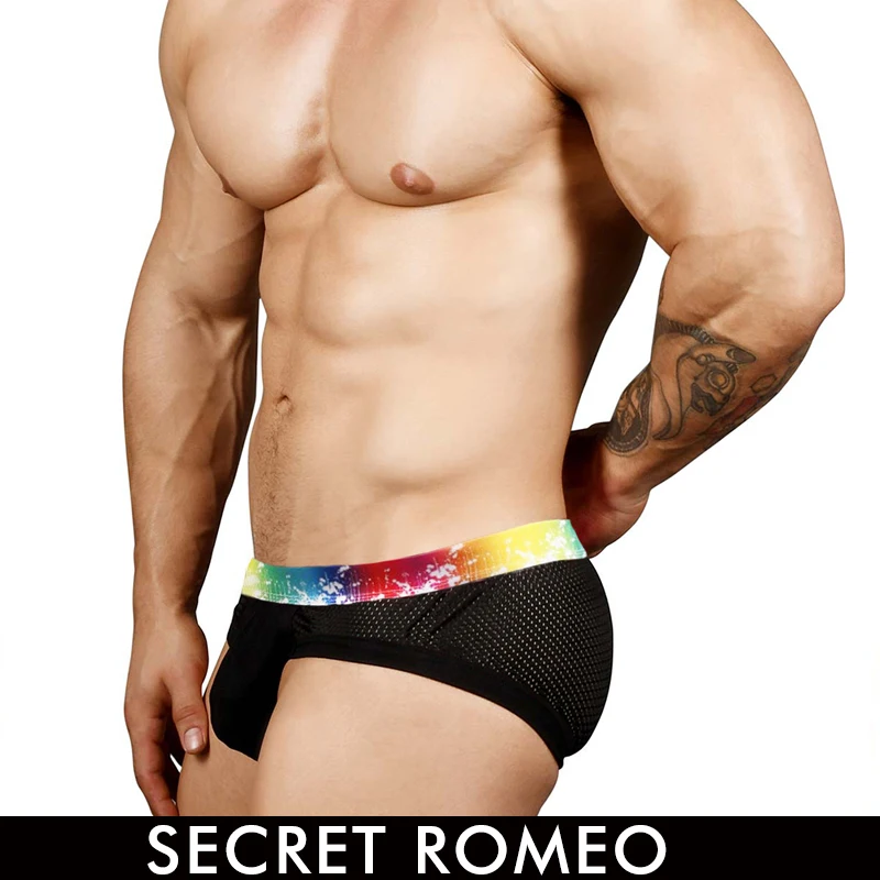 SECRET ROMEO мужские трусы нижнее белье сетчатые Сексуальные для пениса прозрачные