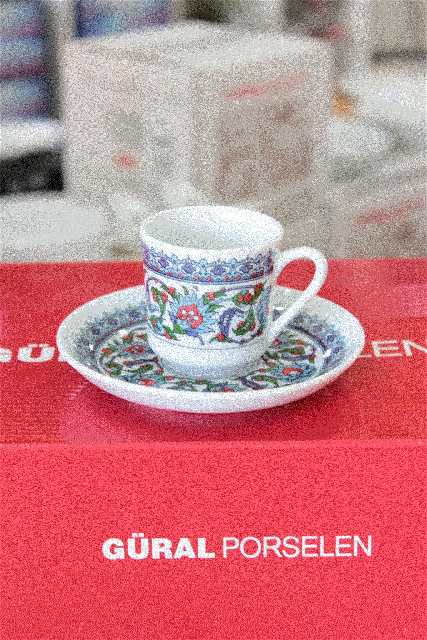 Чайная чашка и блюдце из глиняного фарфора 12 шт. традиционные турецкие мотивы