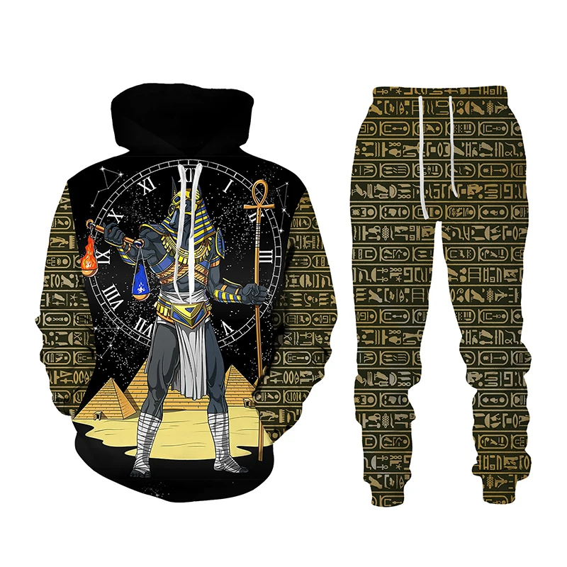 

New Design Egypt Style 3d Printed Hoodie Suit Winter/Autumn Fashion Two-piece Men's TrackSuit