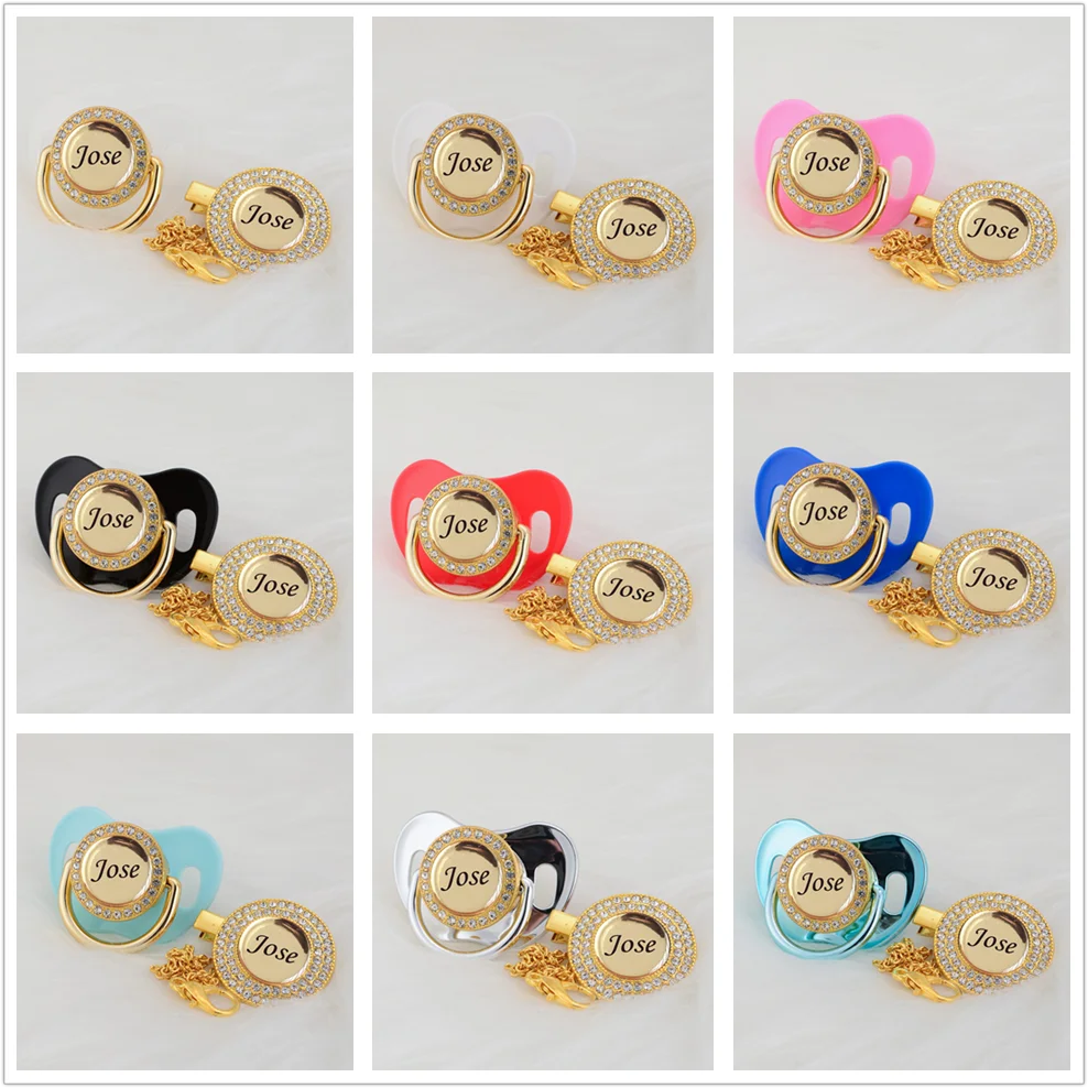 MIYOCAR Personalized any name can make gold bling pacifier and pacifier clip BPA free dummy bling unique design P8 images - 6