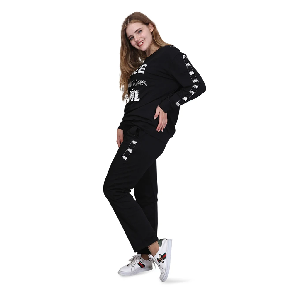 Женский спортивный костюм с принтом Hanezza размера плюс комплект из двух предметов