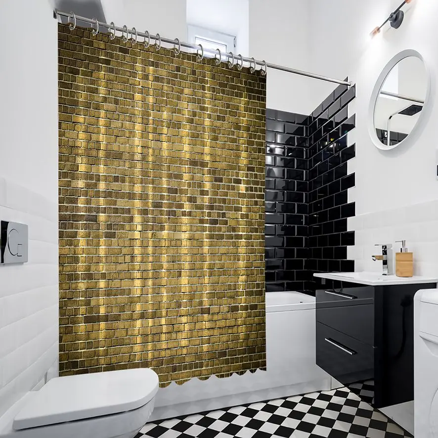 Занавеска для душа кирпичная стена деревенская декоративная сельская природа