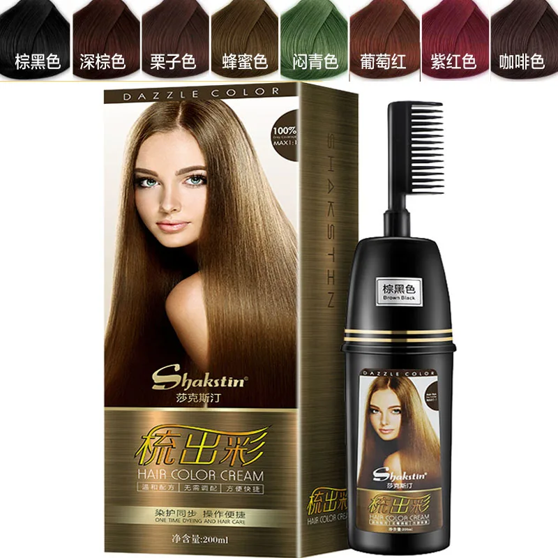 

Permanent Hair Dye Shampoo Black Hair Shampoo Color Changed Hair Dye Comb Natural Dye Hair Brush For Cover Gray White Hair
