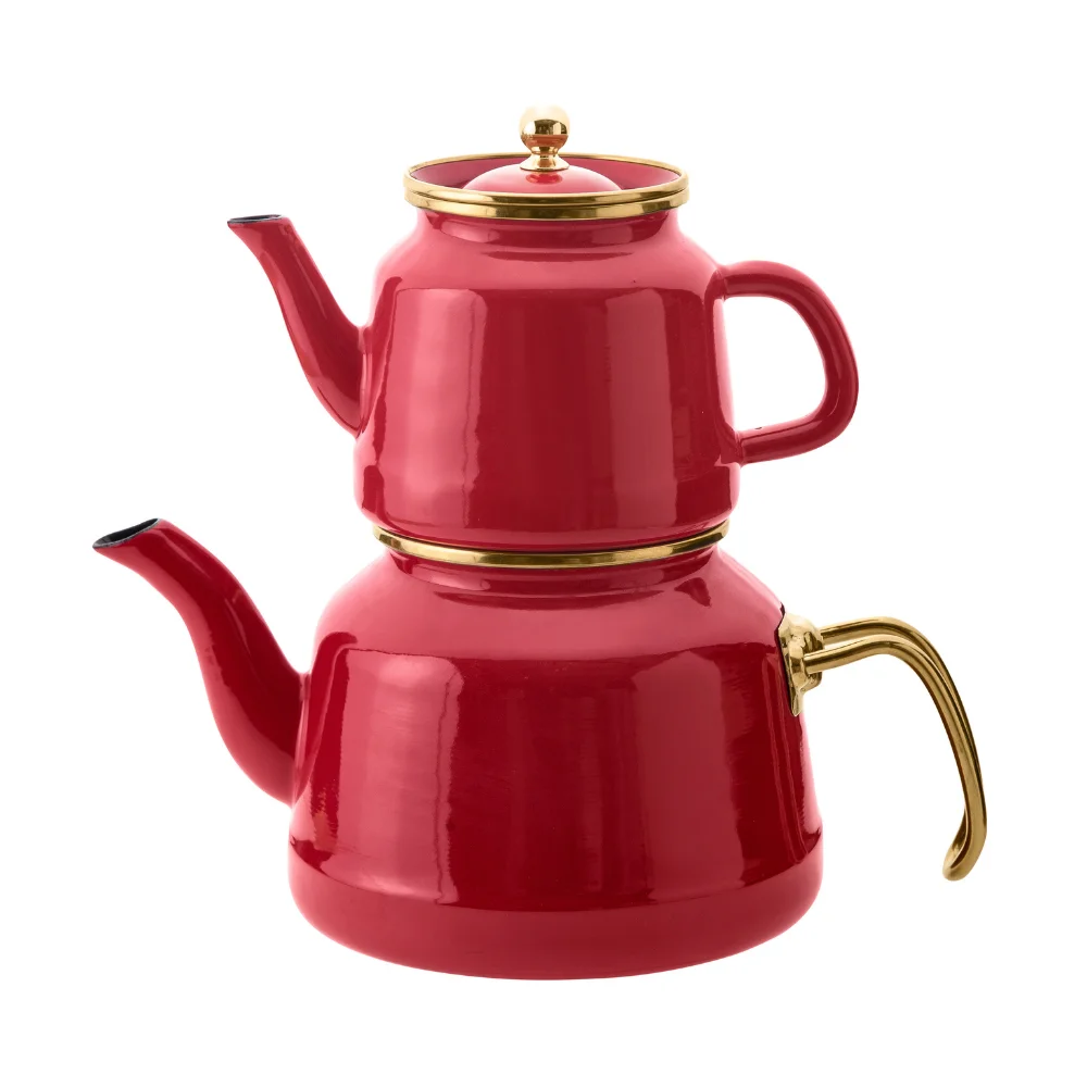 teapot with induction base enamel material maxi sized kitchen tool home useful appliances red and white colored free global shipping