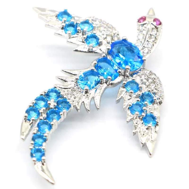 49x43 мм Фантазии в форме феникса создан Париж голубой топаз Турмалин кубическим
